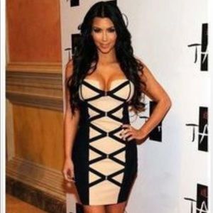 Strapless Black and Cream Dress